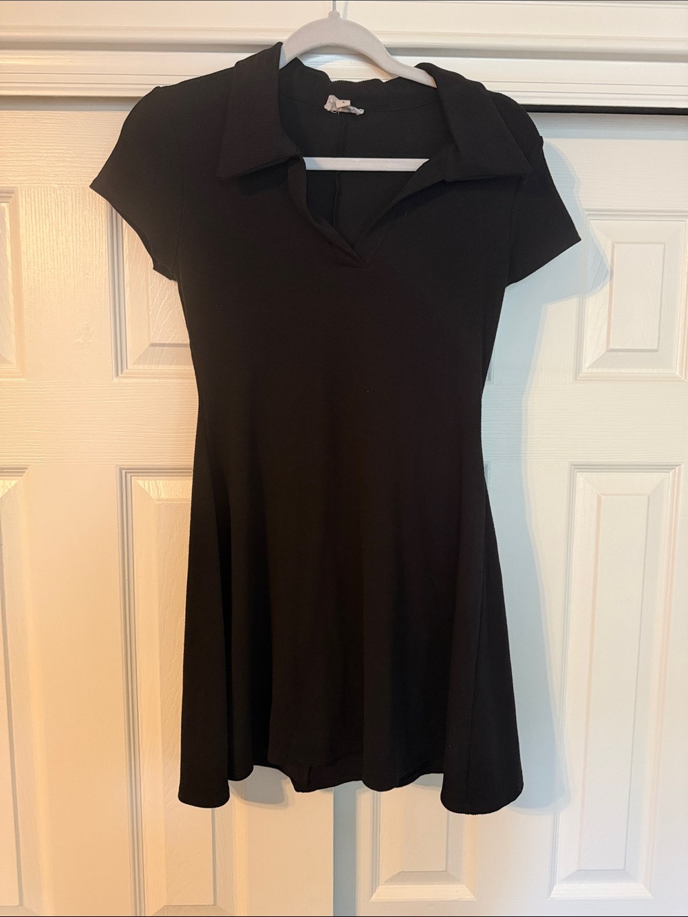 See you Monday Black Polo-Style Short Sleeve Dress